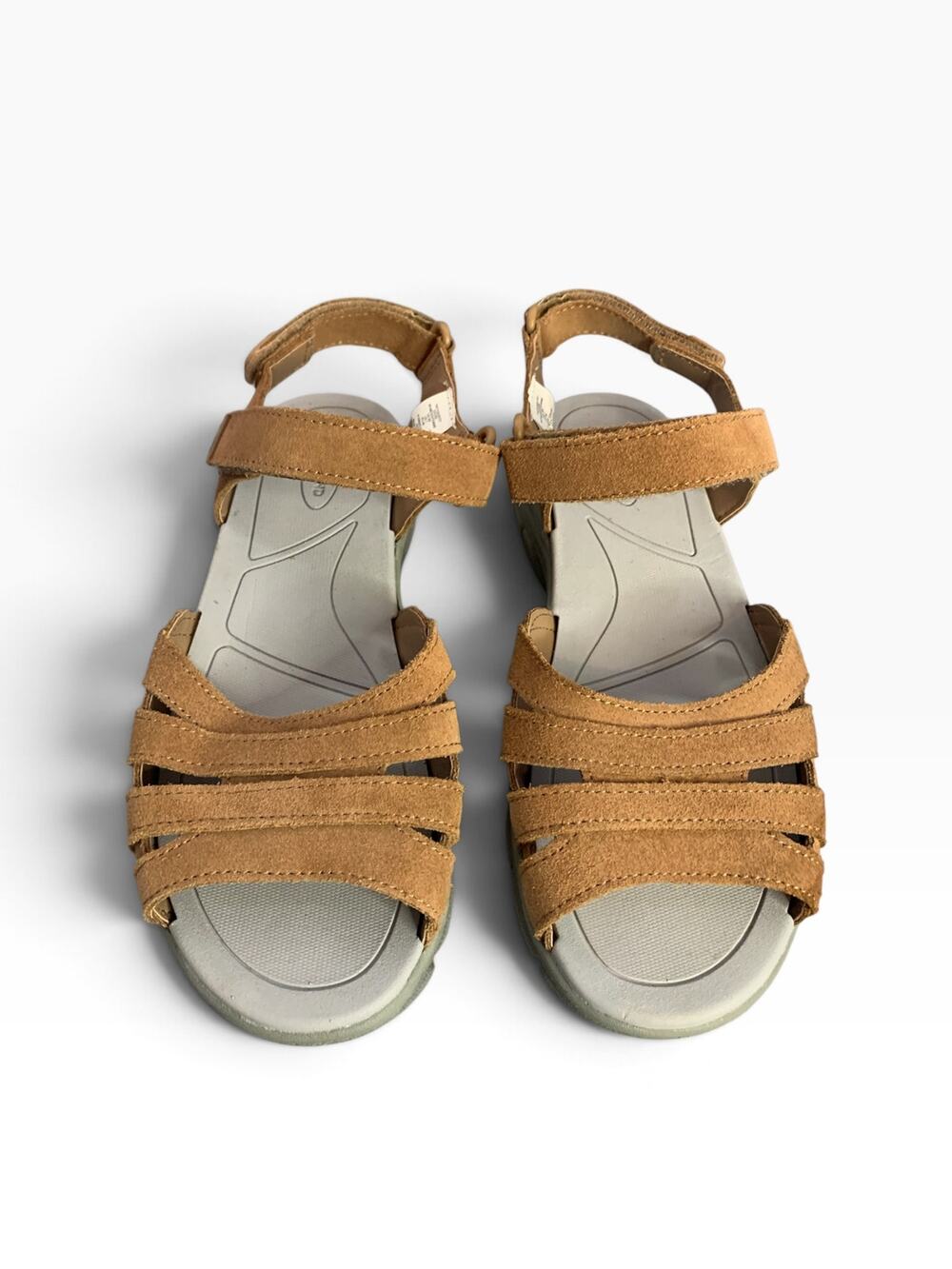 NWOT Lands' End Tan Suede Strappy Comfort Walking Sandals Size 9, Summer Hiking
